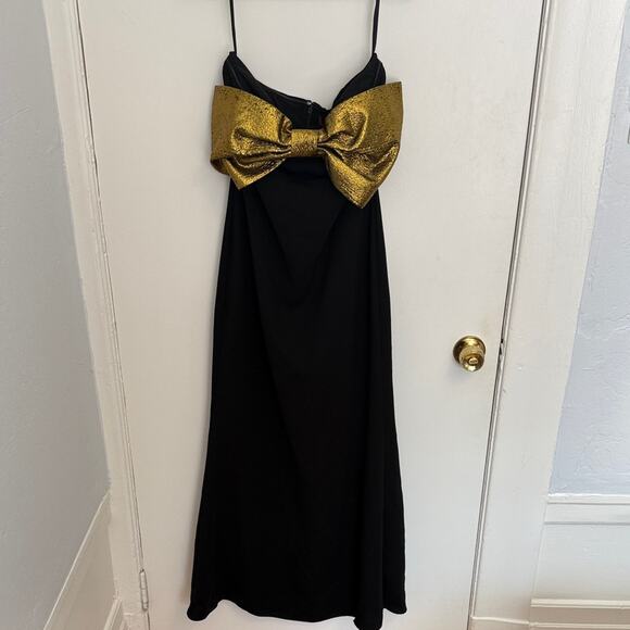 Simon Miller Dali Strapless Crepe Maxi Dress – Black & Gold (Size 4, NWT) - Picture 5 of 8